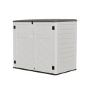 Coffre de jardin en résine beige - H.119cm - 2 poubelles - Jôbu