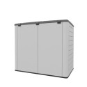 Coffre de jardin en résine beige - H.119cm - 2 poubelles - Jôbu