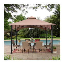 Tonnelle de jardin Lauro 340x340cm en acier effet bois et polyester - Sunjoy