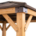 Tonnelle de jardin Rapi 273x273cm en bois massif, acier et polycarbonate marron - Sunjoy