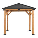 Tonnelle de jardin Rapi 273x273cm en bois massif, acier et polycarbonate anthracite - Sunjoy