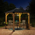 Tonnelle de jardin Rapi 273x273cm en bois massif, acier et polycarbonate anthracite - Sunjoy