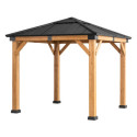 Tonnelle de jardin Rapi 273x273cm en bois massif, acier et polycarbonate anthracite - Sunjoy