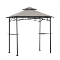 Tonnelle pour barbecue Linas 244x152cm en acier thermolaqué noir et toit en tissu gris - Sunjoy