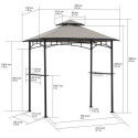 Tonnelle pour barbecue Linas 244x152cm en acier thermolaqué noir et toit en tissu gris - Sunjoy