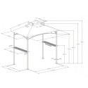Tonnelle pour barbecue Linas 244x152cm en acier thermolaqué noir et toit en tissu gris - Sunjoy