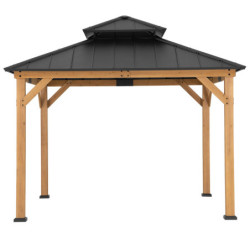 Tonnelle de jardin Kaps 330x330cm en bois massif et acier anthracite - Sunjoy