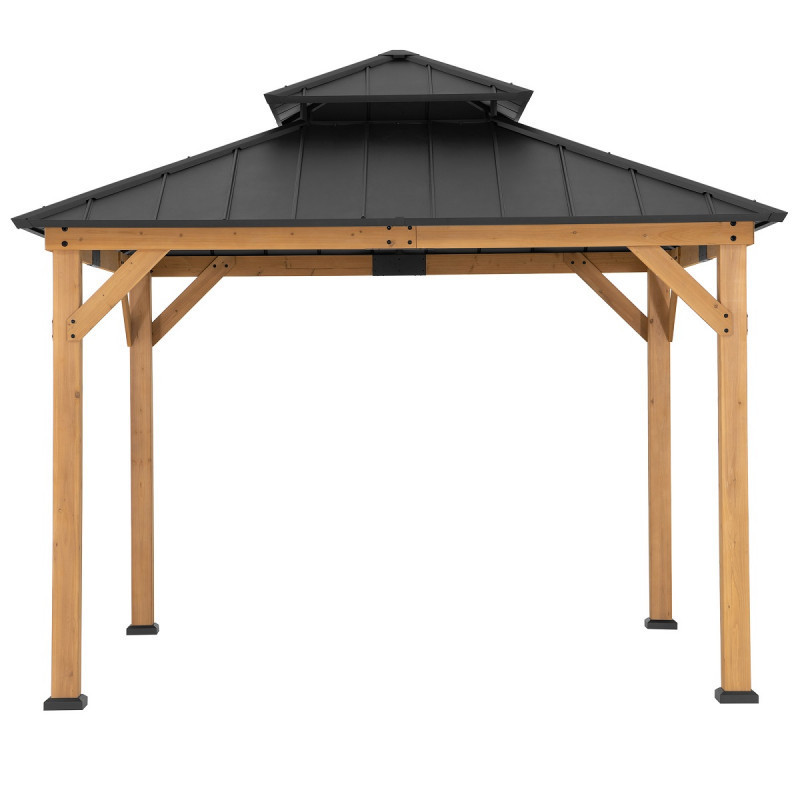 Tonnelle de jardin Kaps 330x330cm en bois massif et acier anthracite - Sunjoy