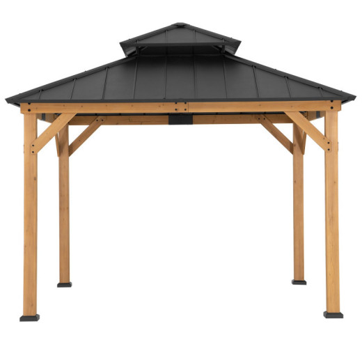 Tonnelle de jardin Kaps 330x330cm en bois massif et acier anthracite - Sunjoy