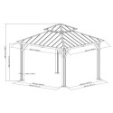 Tonnelle de jardin Kaps 330x330cm en bois massif et acier anthracite - Sunjoy