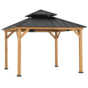 Tonnelle de jardin Kaps 330x330cm en bois massif et acier anthracite - Sunjoy