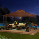 Tonnelle de jardin Aneto 300x360cm en acier thermolaqué marron et polyester - Sunjoy