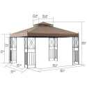 Tonnelle de jardin Aneto 300x360cm en acier thermolaqué marron et polyester - Sunjoy
