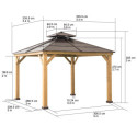 Tonnelle de jardin Paps 335x335cm en bois massif et acier marron - Sunjoy