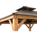 Tonnelle de jardin Paps 335x335cm en bois massif et acier marron - Sunjoy