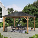Tonnelle de jardin Bruri 335x393 cm en bois massif, acier et polycarbonate anthracite - Sunjoy