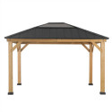 Tonnelle de jardin Bruri 335x393 cm en bois massif, acier et polycarbonate anthracite - Sunjoy