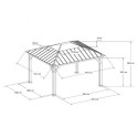 Tonnelle de jardin Bruri 335x393 cm en bois massif, acier et polycarbonate anthracite - Sunjoy