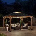 Tonnelle de jardin Bruri 335x393 cm en bois massif, acier et polycarbonate anthracite - Sunjoy