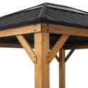 Tonnelle de jardin Bruri 335x393 cm en bois massif, acier et polycarbonate anthracite - Sunjoy