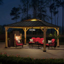 Tonnelle de jardin Ernir 393x452cm en bois massif, acier et polycarbonate anthracite - Sunjoy