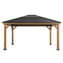 Tonnelle de jardin Ernir 393x452cm en bois massif, acier et polycarbonate anthracite - Sunjoy