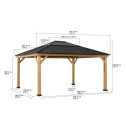 Tonnelle de jardin Ernir 393x452cm en bois massif, acier et polycarbonate anthracite - Sunjoy