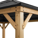 Tonnelle de jardin Ernir 393x452cm en bois massif, acier et polycarbonate anthracite - Sunjoy