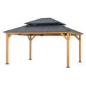Tonnelle de jardin Rimo 390x450cm en bois massif et toit en acier anthracite - Sunjoy