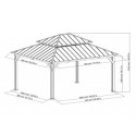 Tonnelle de jardin Rimo 390x450cm en bois massif et toit en acier anthracite - Sunjoy