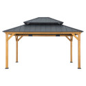 Tonnelle de jardin Rimo 390x450cm en bois massif et toit en acier anthracite - Sunjoy