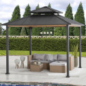 Tonnelle de jardin Pasu 300x300cm en acier thermolaqué anthracite - Sunjoy