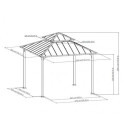 Tonnelle de jardin Pasu 300x300cm en acier thermolaqué anthracite - Sunjoy