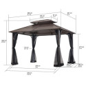 Tonnelle de jardin Kaldi 366x307cm en acier thermolaqué noir et toit marron - Sunjoy