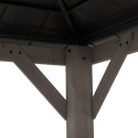 Tonnelle de jardin Risy 390x450cm en bois massif gris et toit en acier noir - Sunjoy