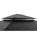 Tonnelle de jardin Risy 390x450cm en bois massif gris et toit en acier noir - Sunjoy