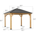 Tonnelle de jardin Pirin 336x336cm en bois massif, acier marron et polycarbonate - Sunjoy