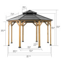 Tonnelle de jardin Eggi 395x395cm en bois massif et toit en acier anthracite - Sunjoy