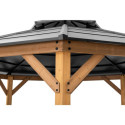 Tonnelle de jardin Eggi 395x395cm en bois massif et toit en acier anthracite - Sunjoy