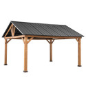 Tonnelle de jardin Rebra 404x465cm en bois massif et acier anthracite - Sunjoy