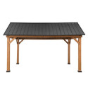 Tonnelle de jardin Rebra 404x465cm en bois massif et acier anthracite - Sunjoy