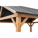 Tonnelle de jardin Rebra 404x465cm en bois massif et acier anthracite - Sunjoy