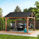 Tonnelle de jardin 335x399cm Todi en bois massif et acier anthracite - Sunjoy
