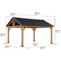 Tonnelle de jardin 335x399cm Todi en bois massif et acier anthracite - Sunjoy