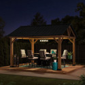 Tonnelle de jardin 335x399cm Todi en bois massif et acier anthracite - Sunjoy