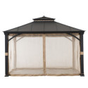 Tonnelle de jardin Torre 324x385cm en aluminium et acier thermolaqué noir - Sunjoy