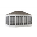 Tonnelle de jardin Birkett 366x488cm en aluminium blanc et acier marron - Sunjoy