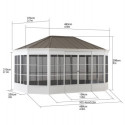 Tonnelle de jardin Birkett 366x488cm en aluminium blanc et acier marron - Sunjoy