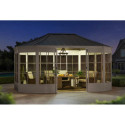 Tonnelle de jardin Birkett 366x488cm en aluminium blanc et acier marron - Sunjoy