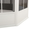 Tonnelle de jardin Birkett 366x488cm en aluminium blanc et acier marron - Sunjoy